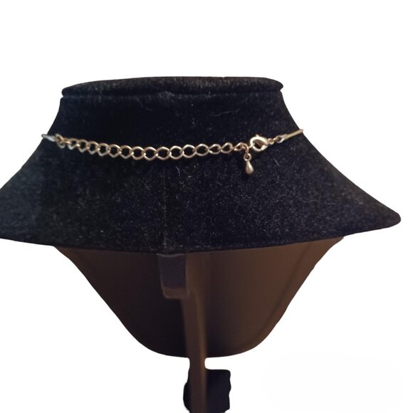 Cats Eye Pink Stone Silver Toned Chocker Necklace - Picture 2 of 8